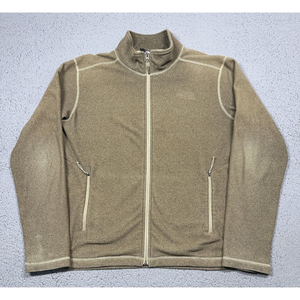 The North Face Jacket Mens Medium Brown Full Zip Fleece Stand Collar Hiking Warm